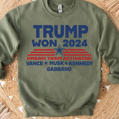 Trump Won 2024, Trump 47th President, Trump Dream Team Activated Shirt Bright T1710 - GOP
