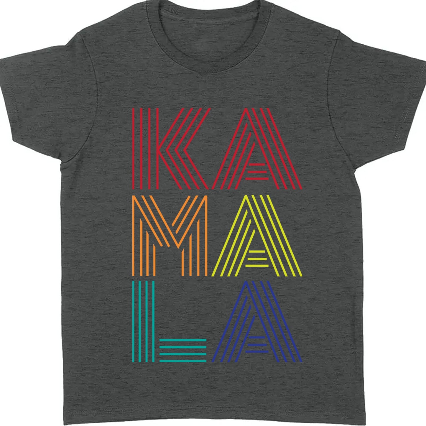 Rainbow Lines Kamala Shirt | Kamala Harris 2024 Shirt | Democrat Shirt Dark T1452 - KH2