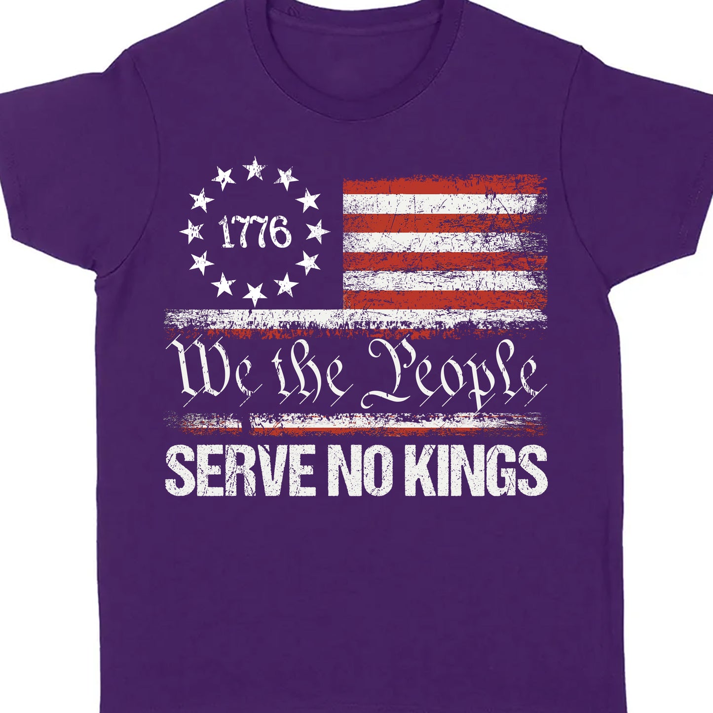 We The People Serve No Kings Shirt | Anti Trump Protest Tee | 1776 Distressed American Flag Dark Shirt 682475
