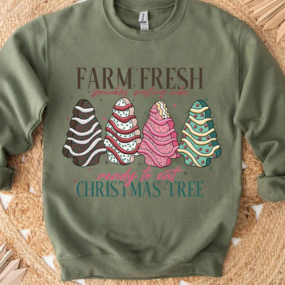 Farm Fresh Christmas Tree Shirt, Merry Christmas Sweater, Cute Xmas Holiday Sweatshirt T1655
