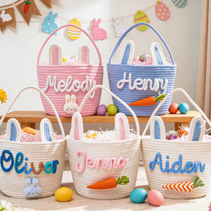 Personalized Easter Basket, Custom Name Basket, Easter Egg Hunt Gift Basket, Bunny Basket 684378