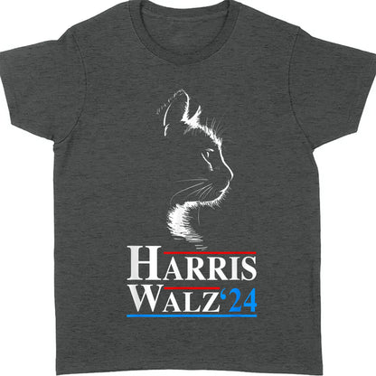 Harris Walz 2024 Cat Shirt | Cat Funny VP Vice President Election | Kamala Harris 2024 Shirt | Democrat Shirt Dark T1408 - KH2