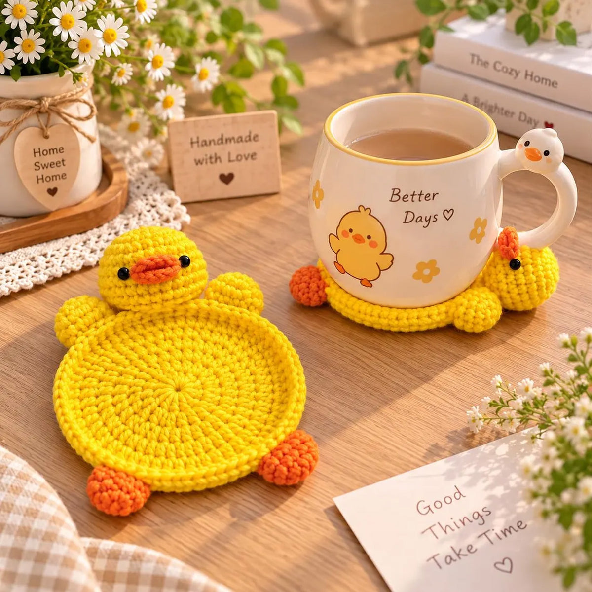 Handmade Crochet Animal Coaster, Funny Cute Mug Rug, Unique Coffee Cup Mat, Housewarming Gift 686881 WFD