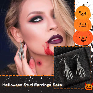 26Pairs Halloween Thanksgiving Fall Christmas Theme Earrings Set Holiday Earrings Halloween Stud Earrings Set Spider Pumpkin Ghost Bat Web Skull Drop Earring Holiday Jewelry Gifts