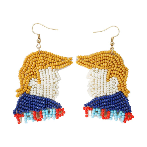 Rice Bead Earrings Design TRUMP Cartoon Originality Geometry Hand Knitting Bohemia Alloy Fashion Simple Beaded Earrings