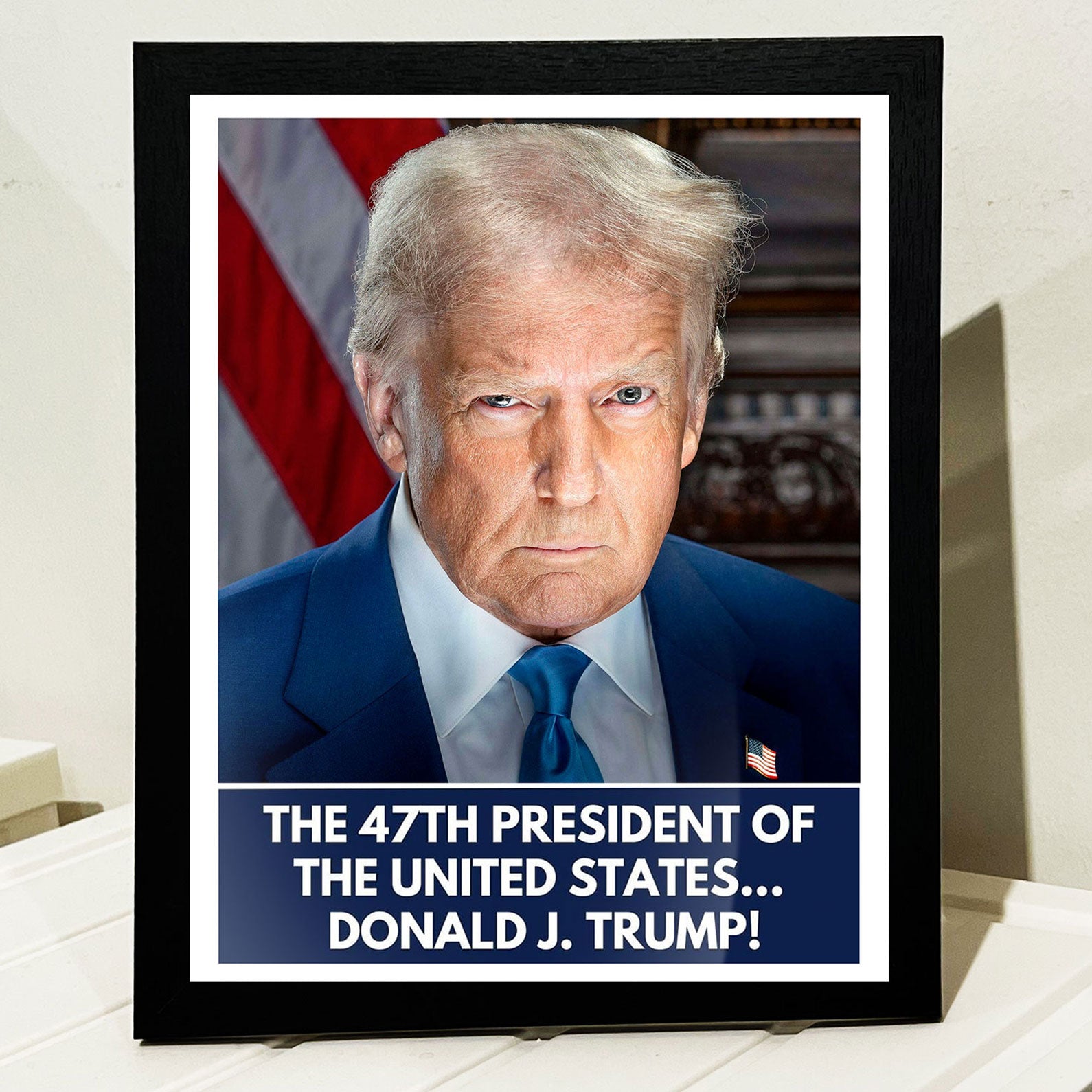Donald Trump is 47th President of the United States, President Donald Trump Official Portrait 2025 Picture Frame C1733 - GOP