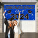 2024 Graduation Party Plastic Backdrop - 65" X 32.7" Congrats Grad Banner in Blue, Large Class of 2024 Decorations, Photography & Grad Party Supplies