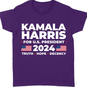 Kamala Harris Truth Hope Decency Shirt | Kamala Harris 2024 Shirt | Democrat Shirt Dark T1447 - KH2