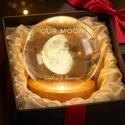 Our Moon Crystal Ball Night Light | Custom Moon Phase Night Light | Anniversary Gift For Couple 684317