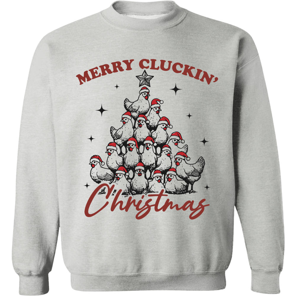 Merry Cluckin' Christmas Shirt, Christmas Farmhouse Sweater, Funny Trendy Merry Christmas Chickens Sweatshirt T1657