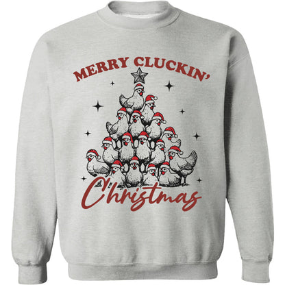 Merry Cluckin' Christmas Shirt, Christmas Farmhouse Sweater, Funny Trendy Merry Christmas Chickens Sweatshirt T1657