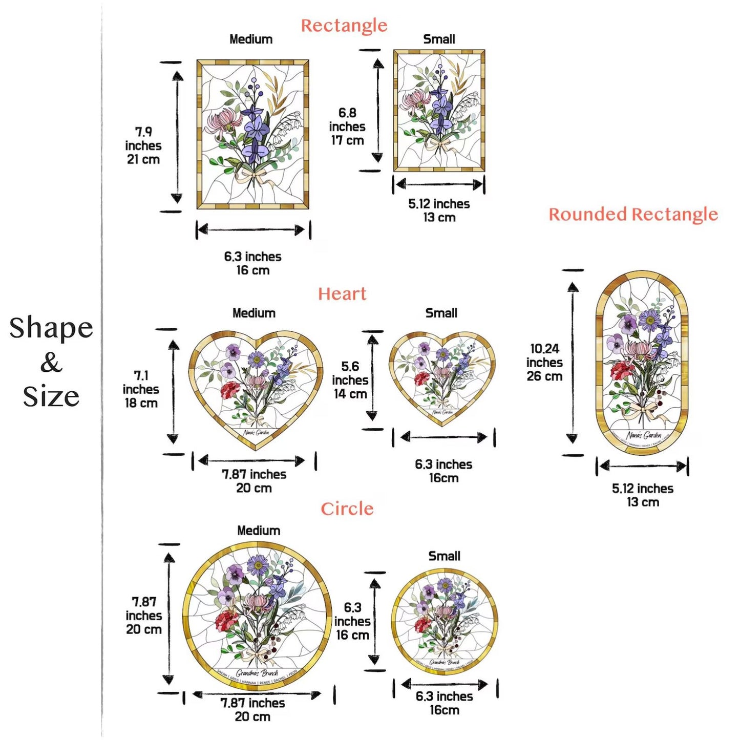 Family Flower Bouquet Suncatcher | Personalized Suncatcher | Birth Month Flowers Window Hanging 684793