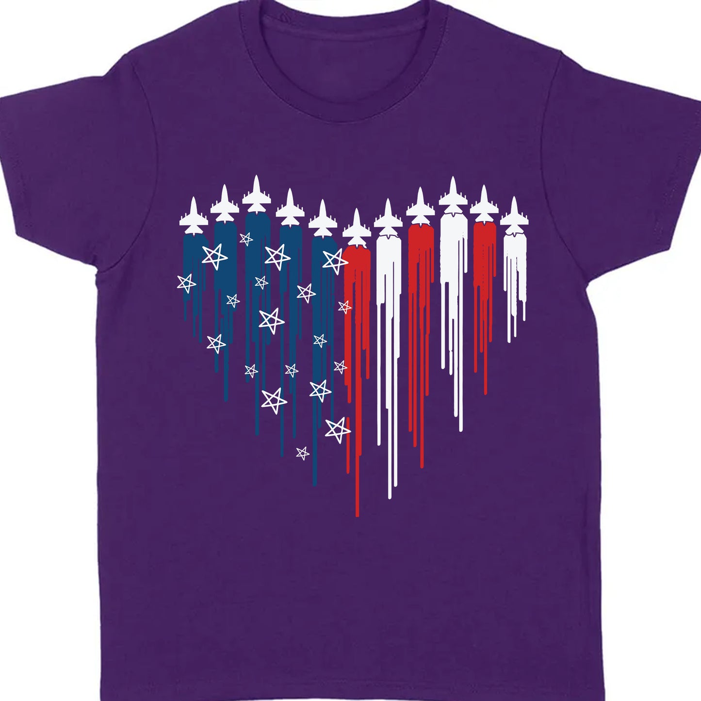 Fighter Jet Airplane American Flag Unisex Shirt | Red White Blue Shirt | Independence Day Shirt | 4th of July Shirt Dark C1059