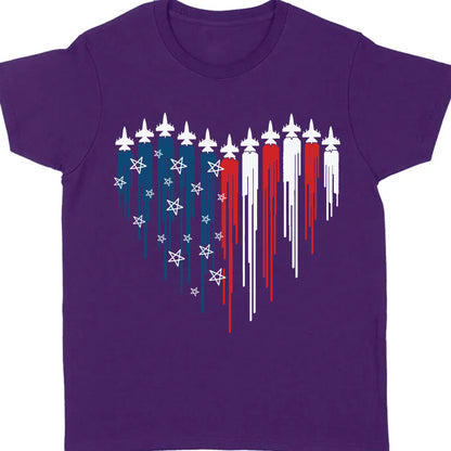 Fighter Jet Airplane American Flag Unisex Shirt | Red White Blue Shirt | Independence Day Shirt | 4th of July Shirt Dark C1059