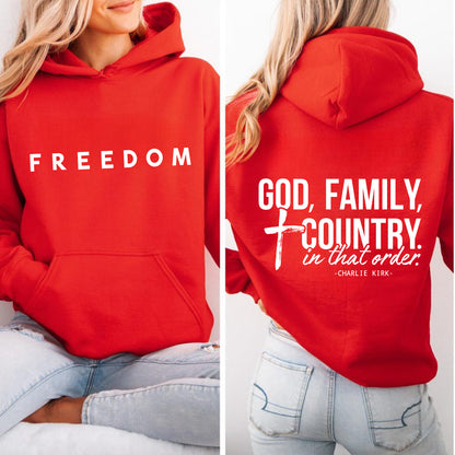God Family Country Charlie Kirk Red Shirt | Red Freedom Shirt | We Wear Red Charlie Kirk Birthday October 14 Front & Back Shirt 683205