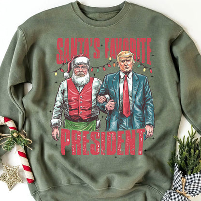 Santa's Favorite President Shirt, Humorous Trump Christmas Sweatshirt, Republican Sweater C1614 - GOP