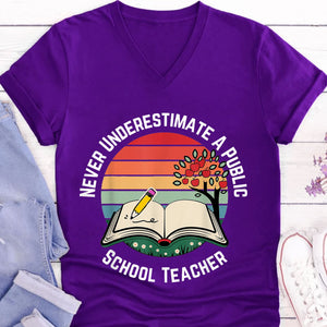 Never Underestimate A Public School Teacher Shirt | Democrat Shirt | Kamala Harris 2024 Shirt Dark T1547 - KH2