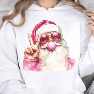 Retro Santa Christmas Blowing Bubble, Vintage Merry Christmas Sweater, Funny Santa With Sunglasses Xmas Holiday Sweatshirt C1633