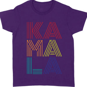 Rainbow Lines Kamala Shirt | Kamala Harris 2024 Shirt | Democrat Shirt Dark T1452 - KH2