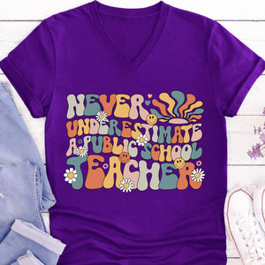 Never Underestimate A Public School Teacher Shirt | Democrat Shirt | Kamala Harris 2024 Shirt Dark T1549 - KH2