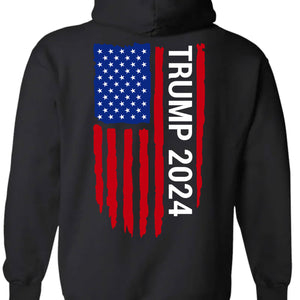 Trump 2024 American Flag Tees | Donald Trump Homage Shirt | Donald Trump Fan Backside Shirt C912 - GOP