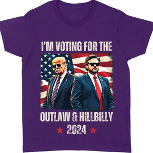 I'm Voting For The Outlaw And The Hillbilly 2024 Shirt | Trump Vance Shirt | Trump Supporters Shirt Dark T1560 - GOP