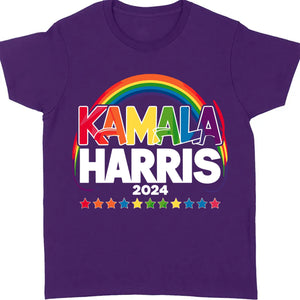 Rainbow Kamala Harris Shirt | Kamala Harris 2024 Shirt | Democrat Shirt Dark T1450 - KH2