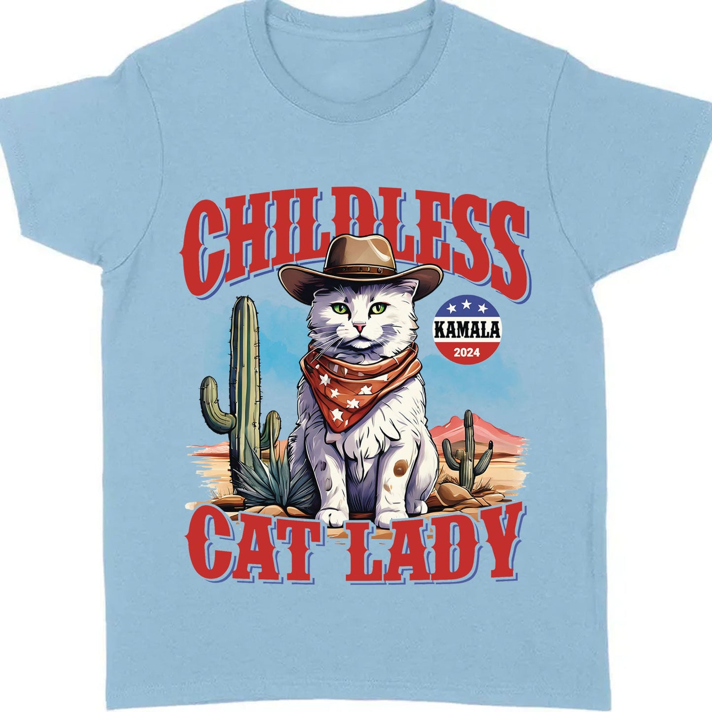 Childless Cat Lady Shirt | Kamala Harris 2024 Shirt | Democrat Shirt Bright T1239 - KH2