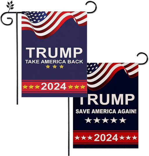 2 Garden Flags，Trump 2024 Garden Flags for Outside,Support Trump 2024 Flag,Save America Again Flags Outdoor Flags Independence Day Flag Garden Flag 12 * 18 Inch Double Sided Flag