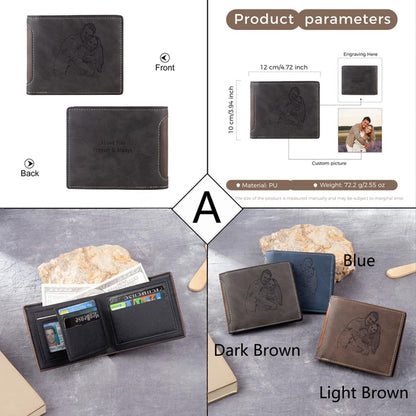 Personalized Photo Engraved Wallet for Men, Custom Picture Slim Leather Wallet Gift for Him, Father's Day Gift 684986