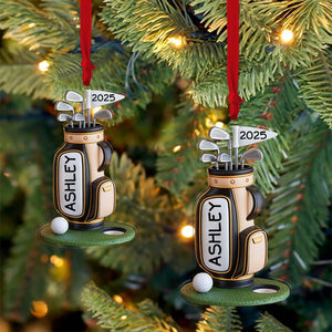 Custom Name Golf Bag Christmas Acrylic Ornament | Personalized Golf Backpack Christmas Ornament | Gift For Golf Player 683697