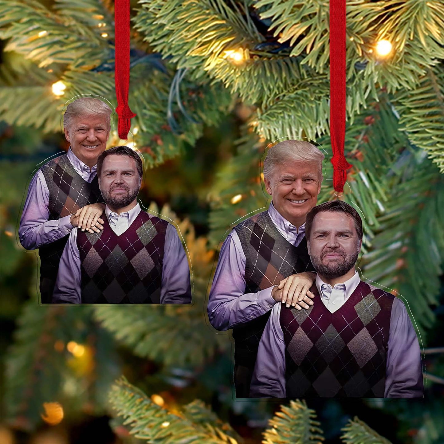Funny Trump Vance Acrylic Ornament | Trump & Vance Stepbrothers Ornament | Donald Trump Ornament 683774 - GOP
