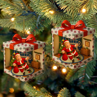 Personalized Funny Trump Falling Isometric Gift Box 2D Acrylic Ornament | MAGA Patriotic Christmas Ornament 683494 - GOP