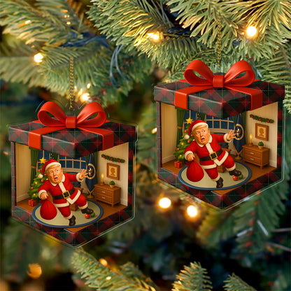Personalized Funny Trump Falling Isometric Gift Box 2D Acrylic Ornament | MAGA Patriotic Christmas Ornament 683494 - GOP