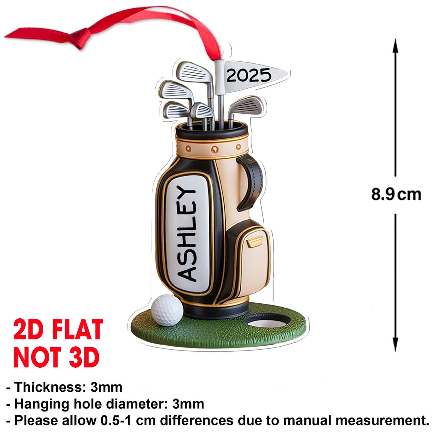 Custom Name Golf Bag Christmas Acrylic Ornament | Personalized Golf Backpack Christmas Ornament | Gift For Golf Player 683697