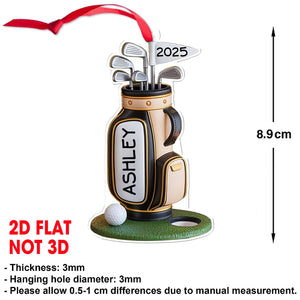 Custom Name Golf Bag Christmas Acrylic Ornament | Personalized Golf Backpack Christmas Ornament | Gift For Golf Player 683697