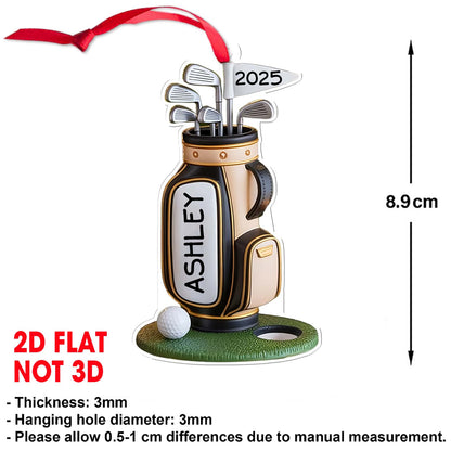 Custom Name Golf Bag Christmas Acrylic Ornament | Personalized Golf Backpack Christmas Ornament | Gift For Golf Player 683697