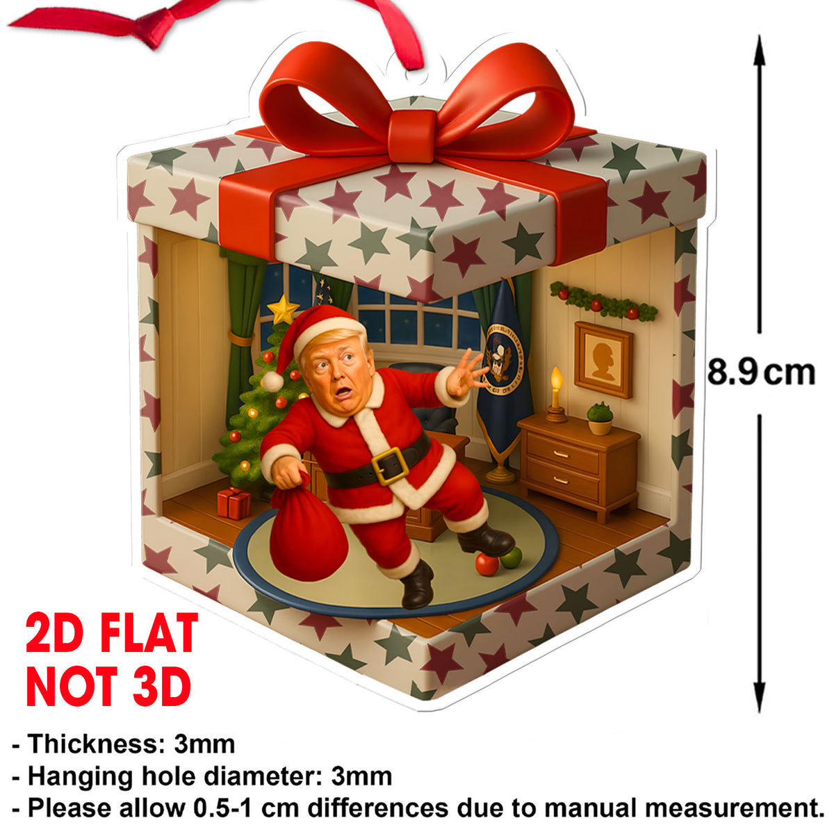 Personalized Funny Trump Falling Isometric Gift Box 2D Acrylic Ornament | MAGA Patriotic Christmas Ornament 683494 - GOP