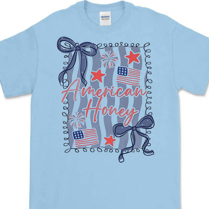 American Honey Coquette Shirt | Preppy 4th Of July T-Shirt | Vintage USA Shirt | Land Of The Free Tee | Independence Day Shirt 682472