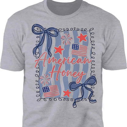 American Honey Coquette Shirt | Preppy 4th Of July T-Shirt | Vintage USA Shirt | Land Of The Free Tee | Independence Day Shirt 682472