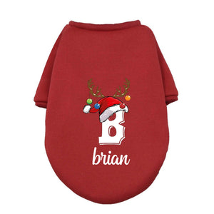 Personalized Christmas Pet Name Dog Hoodies, Custom Name Dog Clothes, Clothes for Small Medium Large Dogs T1672