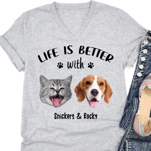 Life Is Better Personalized Custom Photo Dog Cat Shirt T696