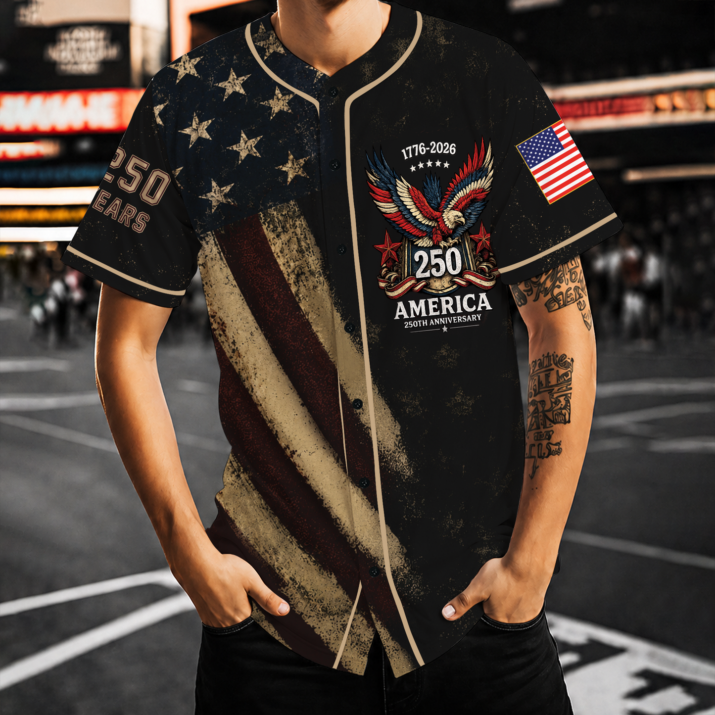 USA 250 Years Of Freedom Baseball Jersey, Patriotic Eagle 1776-2026 Independence Day Shirt, 4th Of July Jersey 685327