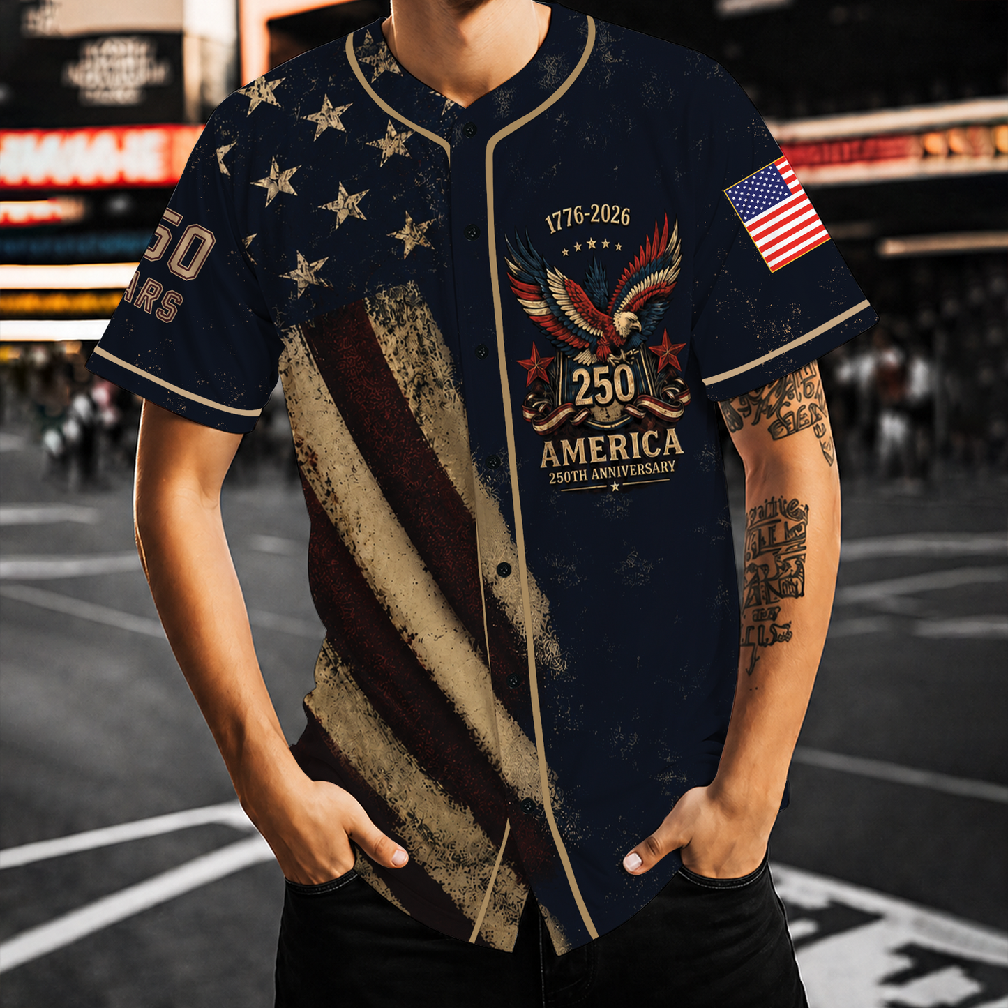USA 250 Years Of Freedom Baseball Jersey, Patriotic Eagle 1776-2026 Independence Day Shirt, 4th Of July Jersey 685327