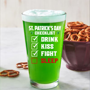 St. Patrick's Day Check List Beer Glass, St. Patrick's Day Print Whisky Glasses, St Patrick's Day Glass 681904