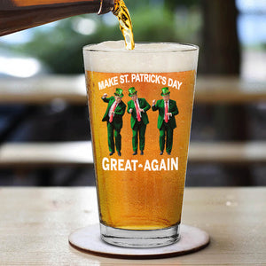 Trump Dancing Make St. Patrick's Day Great Again Beer Glass | St. Patrick's Day Print Whisky Glasses, St Patrick's Day Glass 681896