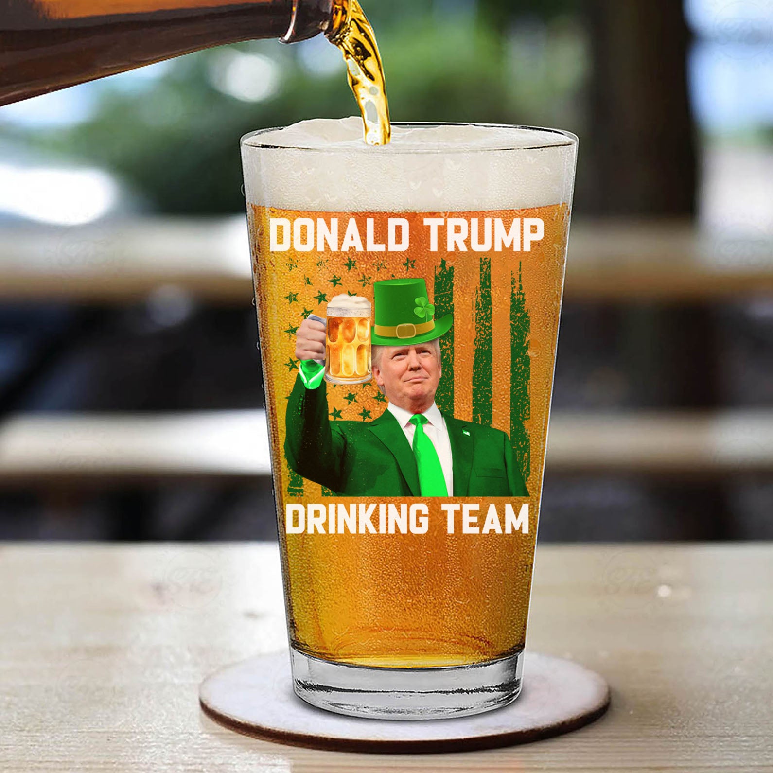 Donald Trump Drinking Team Beer Glass | President Trump Print Whisky Glasses, St Patrick's Day Glass 681875- GOP