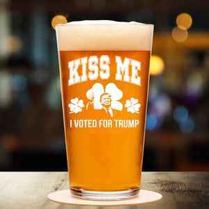 Kiss Me I Voted For Trump Beer Glass | Trump Print Whisky Glasses, St Patrick's Day Glass 681905