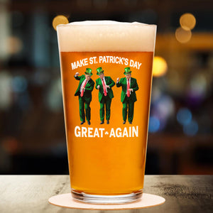 Trump Dancing Make St. Patrick's Day Great Again Beer Glass | St. Patrick's Day Print Whisky Glasses, St Patrick's Day Glass 681896