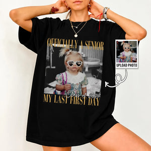 Custom Photo Senior 2027 Dark Shirt, Personalized Vintage Class of 2027 Tee, Last First Day Graduation Gift 685728
